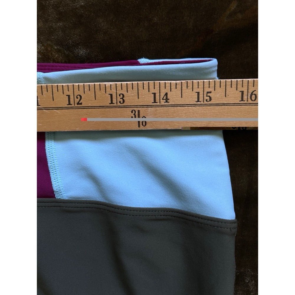 PrAna Womens Colorblock Cropped  Leggings Size‎ L Green Gym Yoga Athletic Wear - Picture 8 of 11